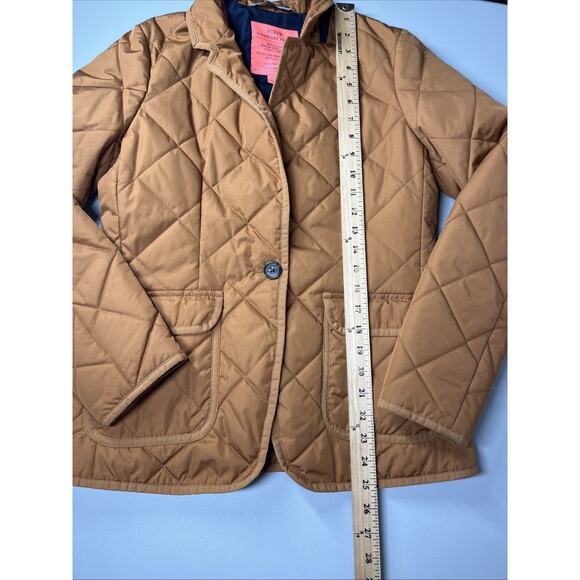 J Crew Quilted Regent Blazer Jacket PrimaLoft® XS English Saddle Brown Puffer - Picture 7 of 11
